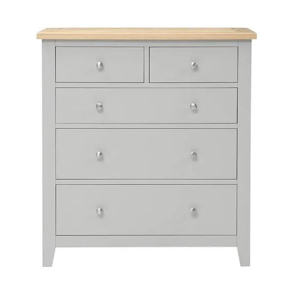 CHESTER DOVE GREY 5 Drawer Chest Quality Furniture Clearance Ltd