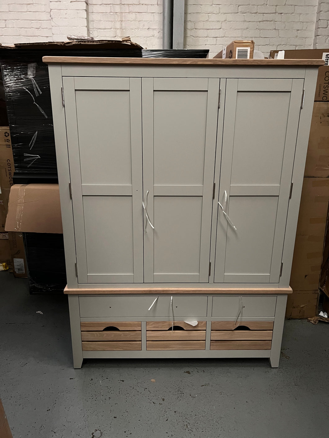 Chester Dove Grey Triple Larder Quality Furniture Clearance Ltd