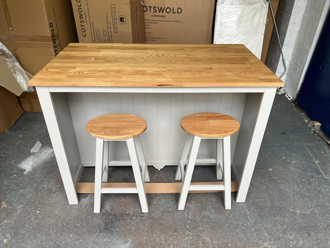 Portobello Grey Breakfast Bar Island with Stools. furniture delivered