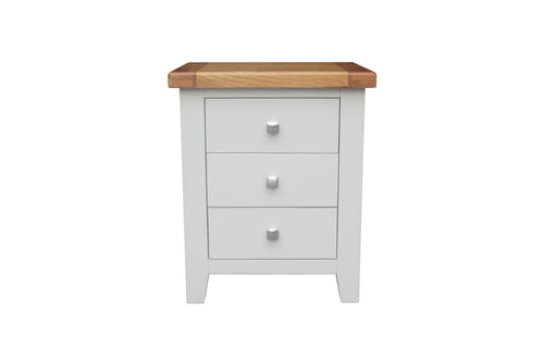 HAMPSHIRE BEDSIDE 3 DRAWER – GREY/OAK Quality Furniture Clearance Ltd