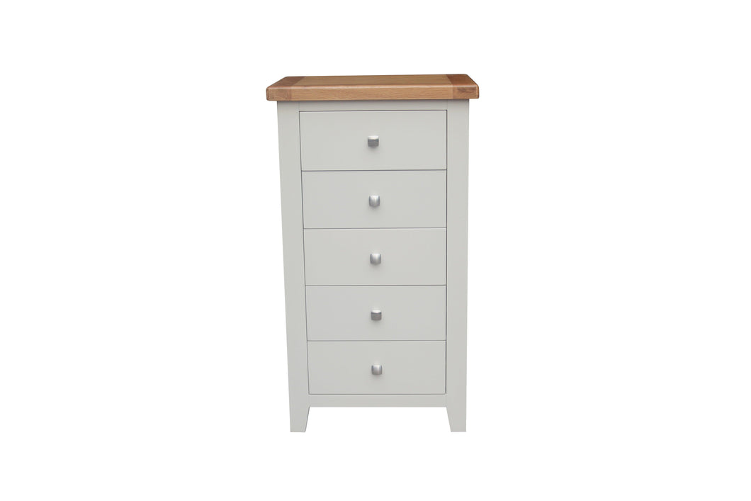 HAMPSHIRE 5 DRAW TALL CHEST – GREY/OAK Quality Furniture Clearance Ltd