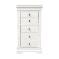 CHANTILLY WARM WHITE Tall 5 Drawer Chest Quality Furniture Clearance Ltd