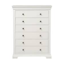 CHANTILLY WARM WHITE Tall 6 Drawer Chest Quality Furniture Clearance Ltd