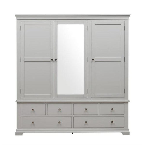 Chantilly Pebble Grey Grand Triple Wardrobe Quality Furniture Clearance Ltd