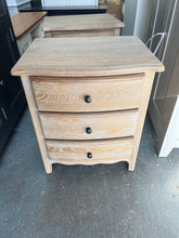 Load image into Gallery viewer, set of 2 Camille Limewash Oak 3 Drawer Bedside Tables furniture delivered 
