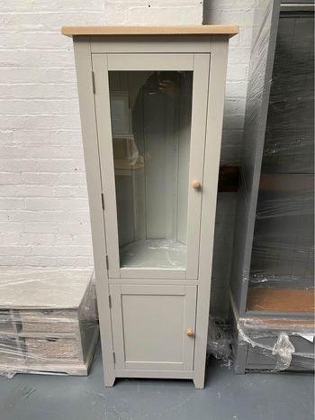 Chester Dove Grey Corner Display Cabinet. furniture delivered 