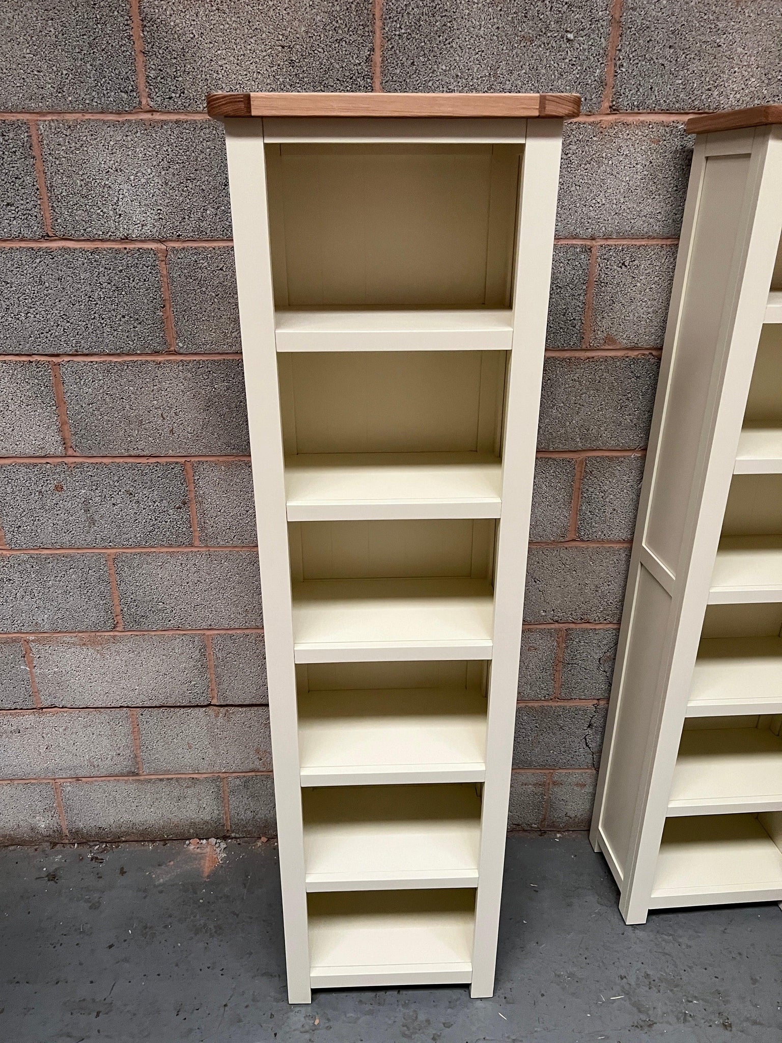 Sussex Cotswold Cream Tall Slim Bookcase Quality Furniture Clearance Ltd