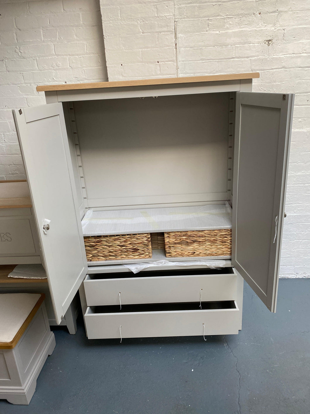 Chester Dove Grey Grand Storage Cupboard/Larder furniture delivered 