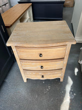 Load image into Gallery viewer, set of 2 Camille Limewash Oak 3 Drawer Bedside Tables furniture delivered 
